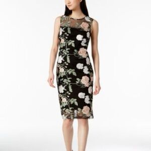 Calvin Klein sheath dress with Embroidered Flowers